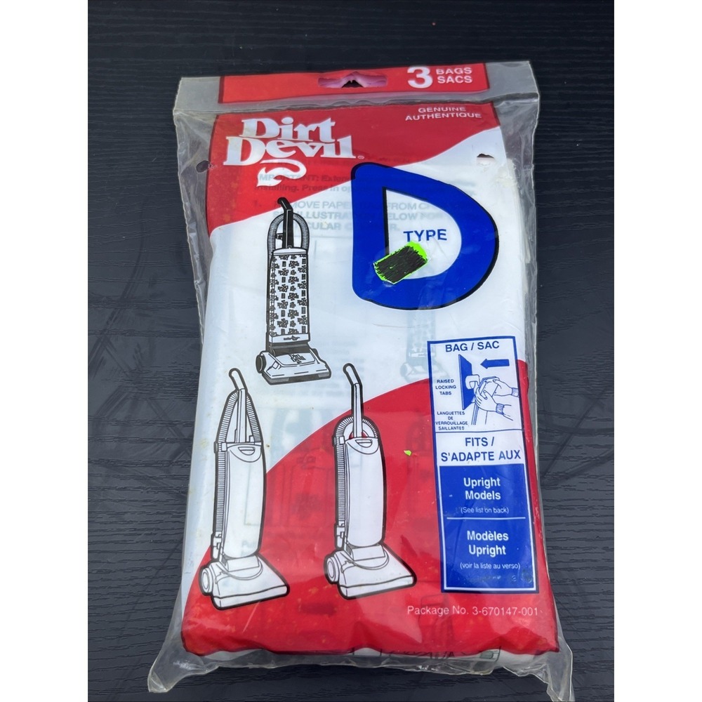 Dirt Devil Type D Upright Vacuum Paper Bags 3 Pack‎